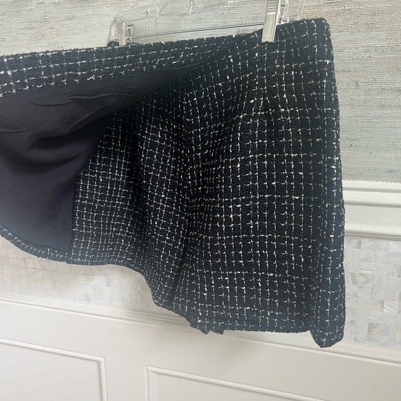 NWT new 12 fits 10 Anthropologie Maeve tweed skort shorts skirt black white - Picture 7 of 17